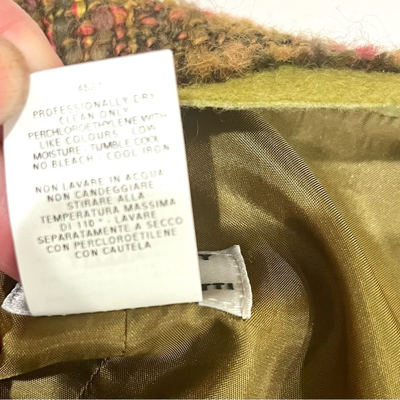 Philosophy Di Alberta Ferretti Green and Pink Tweed Vintage Skirt Size 8, EUC. - Picture 7 of 11